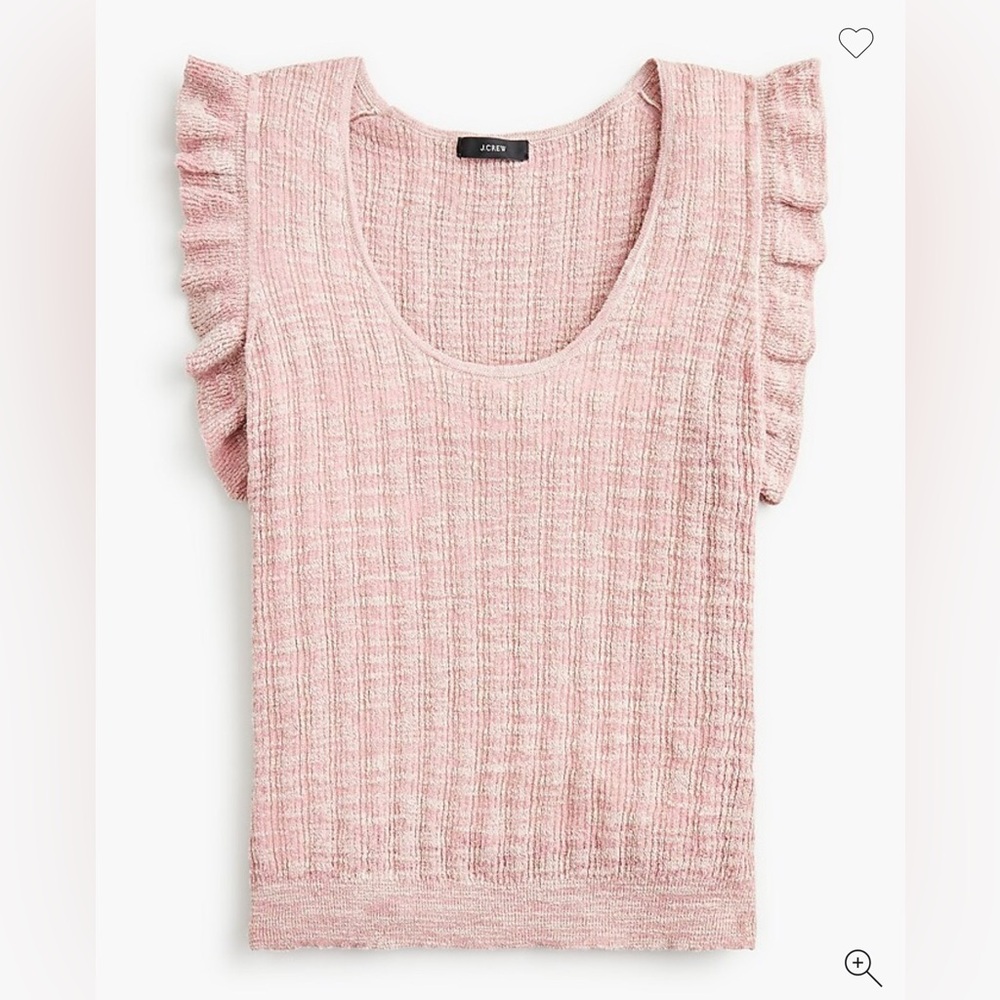 J. Crew Pink Ruffle Sleeve Knit Sweater